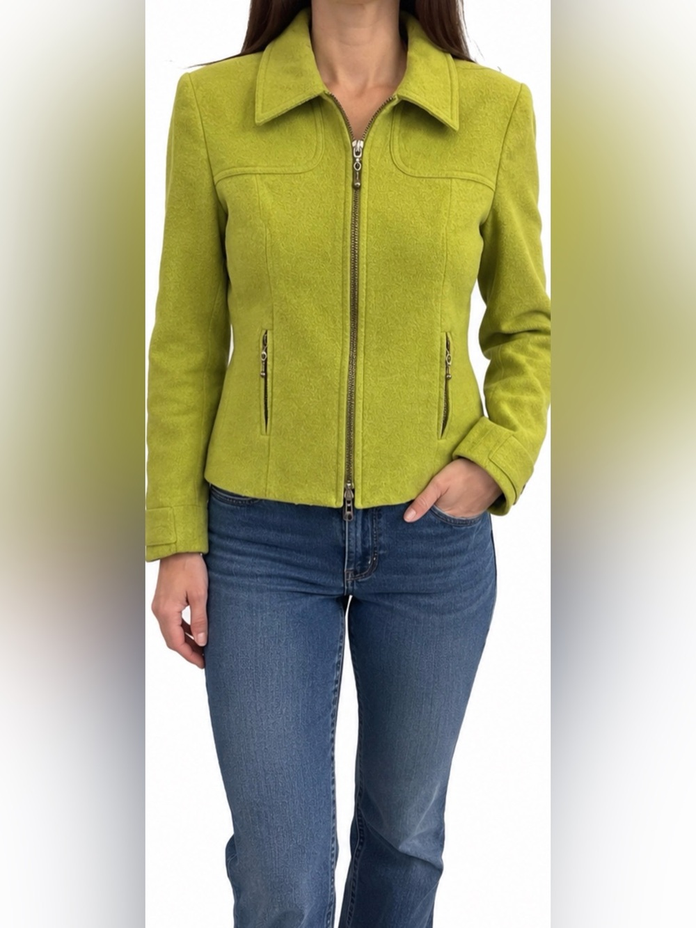Vintage Jordan & Cole Lime Green Wool Jacket Made in USA Size S